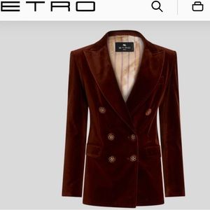 ジャケット ETRO Brown Velvet Blazer ETRO Double-breasted cotton-blend velvet blazer | NET-A-PORTER